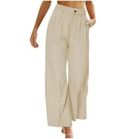 Donje hlače s printom za žene, hlače Pune dužine, modne ženske ljetne Ležerne široke hlače s džepovima, jednobojne hlače s patentnim