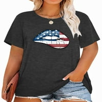 Anbech 4th of July Ženska majica veličine SAD-a t-Shirt s američkom zastavom Grafički vrhovima оверсайз kratkih rukava