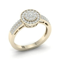 1 2CT TDW Diamond 10K žuto zlato Doble Halo zaručnički prsten