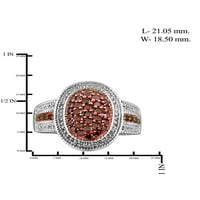1. Prsten od srebra s crvenim i bijelim dijamantima u karatima
