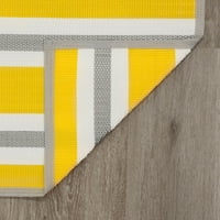 Moderni prugasti tepih žuti, sivi pravokutnik za unutarnju i vanjsku upotrebu, lako se čisti