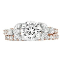 3. 14-karatni sintetički bijeli safir dijamant s naglascima od ružičastog zlata u boji S naglaskom na vjenčanom kompletu od 3,75