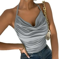 + Ženski casual seksi modni ljetni prsluk s okruglim vratom s lepršavim ovratnikom gornji dio cijevi mala bluza s tregerima