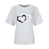 Ženske majice s grafičkim printom s dva srca, Ležerne majice s okruglim vratom za slobodno vrijeme, majice s bluzama