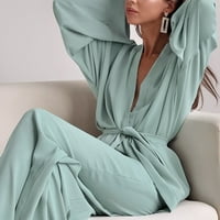 Pidžama za žene, modna šifonska pidžama s dugim rukavima, široke hlače, Francuska jednobojna dvodijelna kućna odjeća