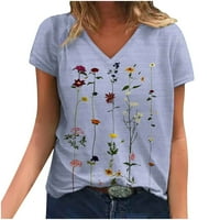 Udobna košulja, Ženske majice s izrezom u obliku slova u, labavi vrhovi s printom flore, ležerna modna elegantna ljetna tunika, majice