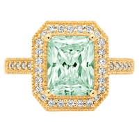 Smaragdni rez od 2,9 karata, imitacija zelenog dijamanta od žutog zlata od 14 karata, vjenčani prsten s aureolom za godišnjicu braka,