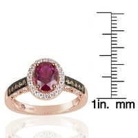 Rose Sterling Silver ovalni rez stvorio je rubin smeđi kubični zaručnički prsten cirkonija