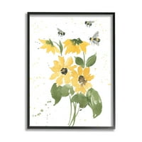 Stupell Industries zujajući pčele cvjetne cvjetove grafičke umjetnosti crna uokvirena umjetnička print art art, dizajn by lucille