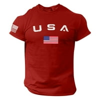 Muške majice s printom američke zastave, bluze s okruglim vratom i kratkim rukavima, ljetni casual labavi vrhovi