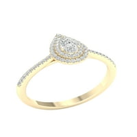 Imperial ct tdw kruška dijamant dvostruki halo zaručnički prsten u 10k žutom zlatu