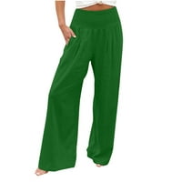 $ Plus size ženske hlače na rasprodaji, ženske široke široke hlače, ravne hlače visokog struka, Ležerne jednobojne hlače