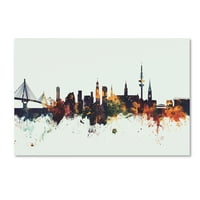 Zaštitni znak likovna umjetnost 'Hamburg Njemačka Skyline v' Canvas Art od Michaela Tompsetta