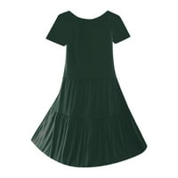 Ljetne haljine za žene s kratkim rukavima i dekolteom u obliku slova u, slojevita haljina s elastičnom elastikom u struku, ljetne