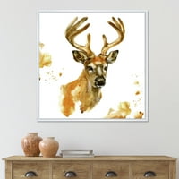 DesignArt 'Sažetak portreta jelena s velikim rogovima uokvirena platna zidna umjetnička tiska