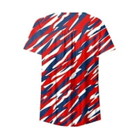 Rasprodaja Dana neovisnosti Četvrtog srpnja, ženska modna ležerna majica s izrezom u obliku slova u i kratkim rukavima, Crveni vrhovi