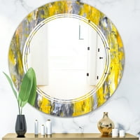 Dizajnersko moderno okruglo zidno ogledalo sivo-žuti apstraktni uzorak - Alphas