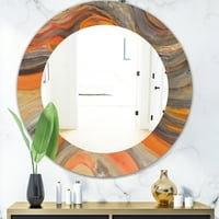 Dizajnersko moderno ogledalo apstraktni pozlaćeni narančasti valovi - ovalno ili okruglo zidno ogledalo