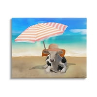 Stupell, ležeća krava, ljetna plaža, Galerija slika životinja i insekata na obali, omotano platno, tiskana zidna umjetnost