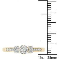 Carat T.W. Dijamantni klaster s tri kamena 10KT zaručnički prsten od žutog zlata