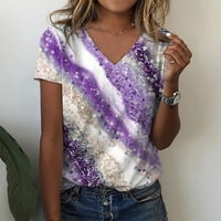 ženski topovi ženske Ležerne majice s izrezom u obliku slova u, Majica kratkih rukava, ljetna majica s printom, top