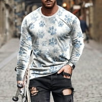 ; / Muški casual pulover s okruglim vratom s dugim rukavima majica s printom šape od 3 inča bluza za vježbanje majica s izrezom mišića