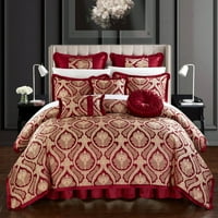 Šik home Felicci 13-komad jacquard comforter set, kraljica, crvena