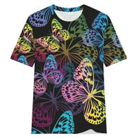 Ženska majica s grafičkim printom od 3 inča, majice s grafičkim printom leptira, ljetni vrhovi s okruglim vratom i kratkim rukavima,