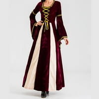 Bezbojna ženska gotička srednjovjekovna renesansna haljina Vintage haljina Na vezanje dugih rukava duge maksi haljine odijela
