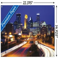 Gradski pejzaži-zidni plakat u Minneapolisu, Minnesota, s gumbima, 14.725 22.375