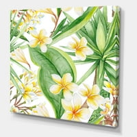 Dizajnerska umjetnost žuto cvijeće i tropsko lišće moderni zidni tisak na platnu