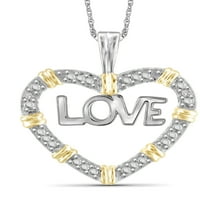 Jewelersclub Bijeli dijamantni naglasak Sterling Silver Ljubav dvobojni privjesak za srce, 18