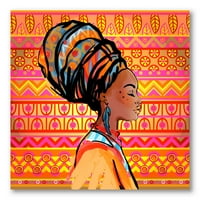 DesignArt 'Portret Afroamerikanke s turban I' Modern Canvas Wall Art Print