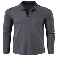 Muška polo majica, bluza od vafla, majice dugih rukava, pulover pravilnog kroja, uredske majice u tamno sivoj boji 2 inča