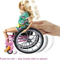 Lutka za bebe s invalidskim kolicima i rampom, tropska odjeća s priborom