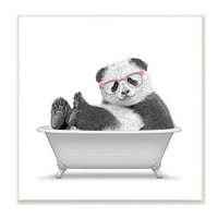 Stupell Industries Quirky Panda Kada ružičaste naočale Minimalni dizajn Grafička umjetnost Umjetnost Umjetnička umjetnost, 12x12