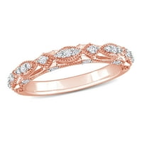 Miabella ženska karat stvorila je bijeli safirski dijamantni naglasak 10kt ružičastog vintage prstena