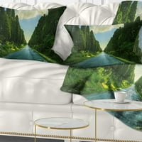 DesignArt ravna čempresna stabla Bulevar - Moderni pejzažni tiskani jastuk za bacanje - 12x20