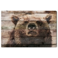Medvjed na satu slikanje platna umjetnički tisak