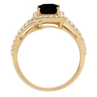 Smaragdni rez od 2,1 karata prirodno crno 18K žuto zlato Halo vjenčani prsten za godišnjicu braka, veličina 5