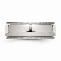 Polirani prsten od nehrđajućeg čelika s utorima i perlama