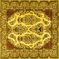 Tvrtka Aludes strojno pere kvadratne tradicionalne perzijske prostirke žute boje za unutarnje prostore, kvadrat 3'