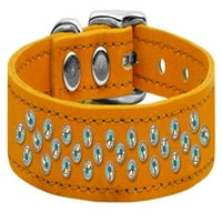 Narančasta kožna ogrlica za pse od rhinestona