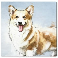 Wynwood Studio životinje zidne umjetničke platnene otiske 'akvarel corgi' psi i štenad - smeđa, bijela