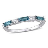 1. Carat T.G.W. Blue Topaz London i White Topaz 10kt bijelo zlato 5-kamen prsten