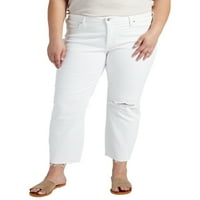 Silver Jeans Co. Ženska veličina Plus Veličina najtraženija srednji uspon ravna hlača za usjeve veličine 12-24