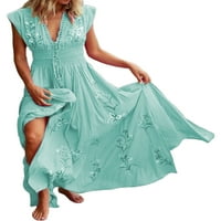 Ženska haljina od tunike u obliku slova U S izrezom u obliku slova U I leptir mašnom u struku, duga ljetna plaža tanka ljuljačka