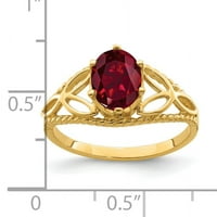 Prsten od rubina od žutog zlata, 8 puta ovalni prsten od rubina od žutog zlata
