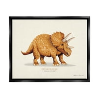 Stupell informativni triceratops dinosaur životinje i insekti slikaju crni plutari uokvireni umjetnički print zidna umjetnost