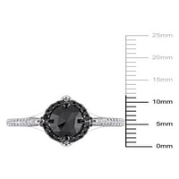 1- Karat T.W. Crno -bijeli dijamant 10kt bijeli zlatni halo zaručnički prsten
